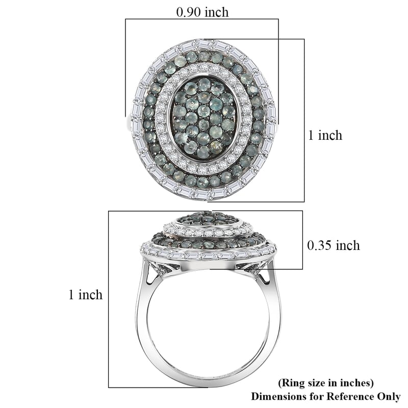 D'Joy Premium Narsipatnam Alexandrite and Moissanite 1.90 ctw Royal Medallions Ring in Rhodium Over Sterling Silver (Size 10.0)
