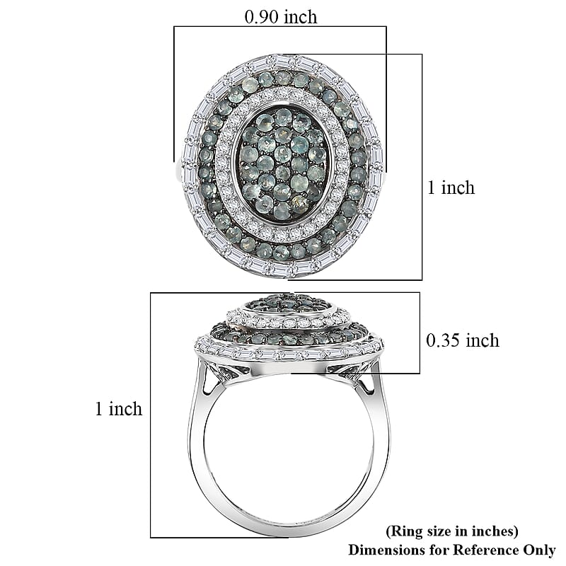 D'Joy Premium Narsipatnam Alexandrite and Moissanite 1.90 ctw Royal Medallions Ring in Rhodium Over Sterling Silver (Size 10.0)