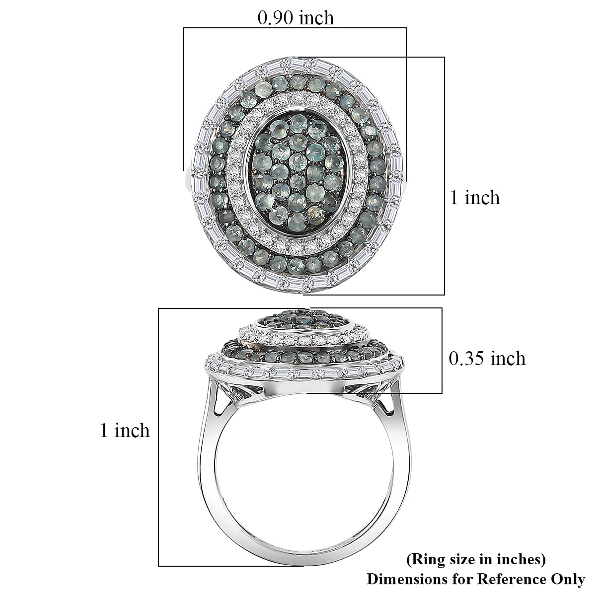 D'Joy Premium Narsipatnam Alexandrite and Moissanite 1.90 ctw Royal Medallions and Ceremonial Coin Ring in Rhodium Over Sterling Silver (Size 6.0) image number 5
