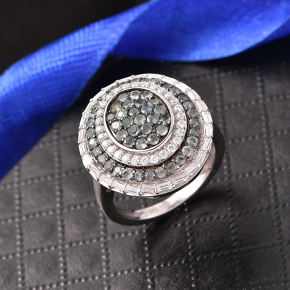 D'Joy Premium Narsipatnam Alexandrite and Moissanite 1.90 ctw Royal Medallions and Ceremonial Coin Ring in Rhodium Over Sterling Silver (Size 8.0) image number 1