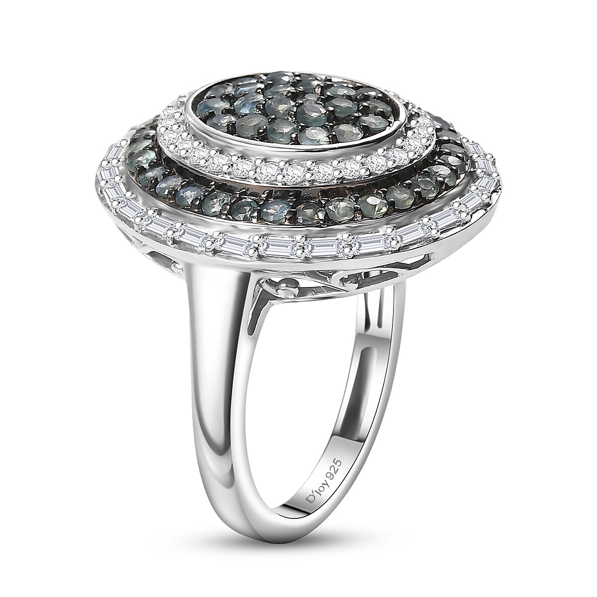D'Joy Premium Narsipatnam Alexandrite and Moissanite 1.90 ctw Royal Medallions and Ceremonial Coin Ring in Rhodium Over Sterling Silver (Size 8.0) image number 3