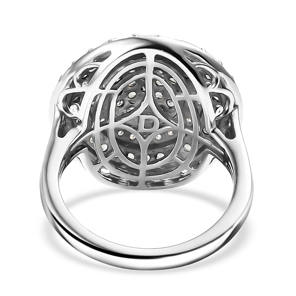 D'Joy Premium Narsipatnam Alexandrite and Moissanite 1.90 ctw Royal Medallions and Ceremonial Coin Ring in Rhodium Over Sterling Silver (Size 9.0) image number 4