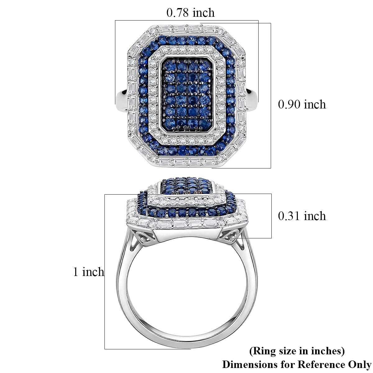 D'Joy Premium Ceylon Blue Sapphire and Moissanite 1.85 ctw Royal Medallions and Ceremonial Coin Ring in Rhodium Over Sterling Silver (Size 5.0) image number 5