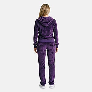 Lee Hanton Purple Velour Hooded Jacket Pant Set- Large
