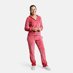 Lee Hanton Coral Velour Hooded Jacket Pant Set- Large