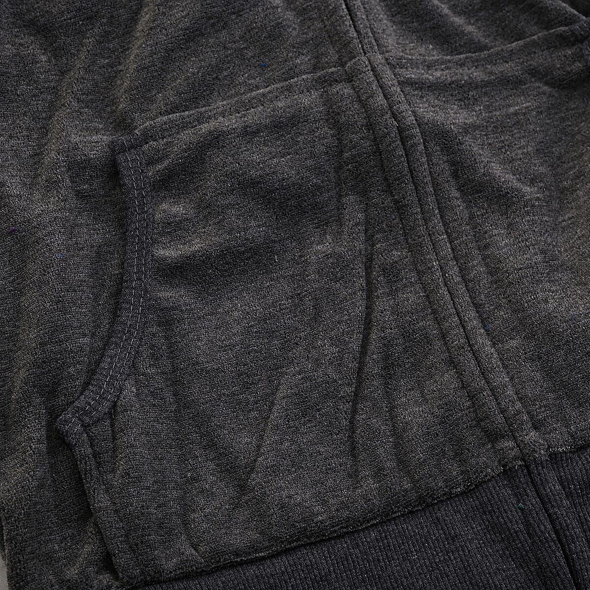 Lee Hanton Dark Gray Velour Hooded Jacket Pant Set- Large image number 2