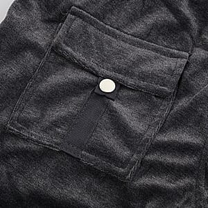 Lee Hanton Dark Gray Velour Hooded Jacket Pant Set- Large