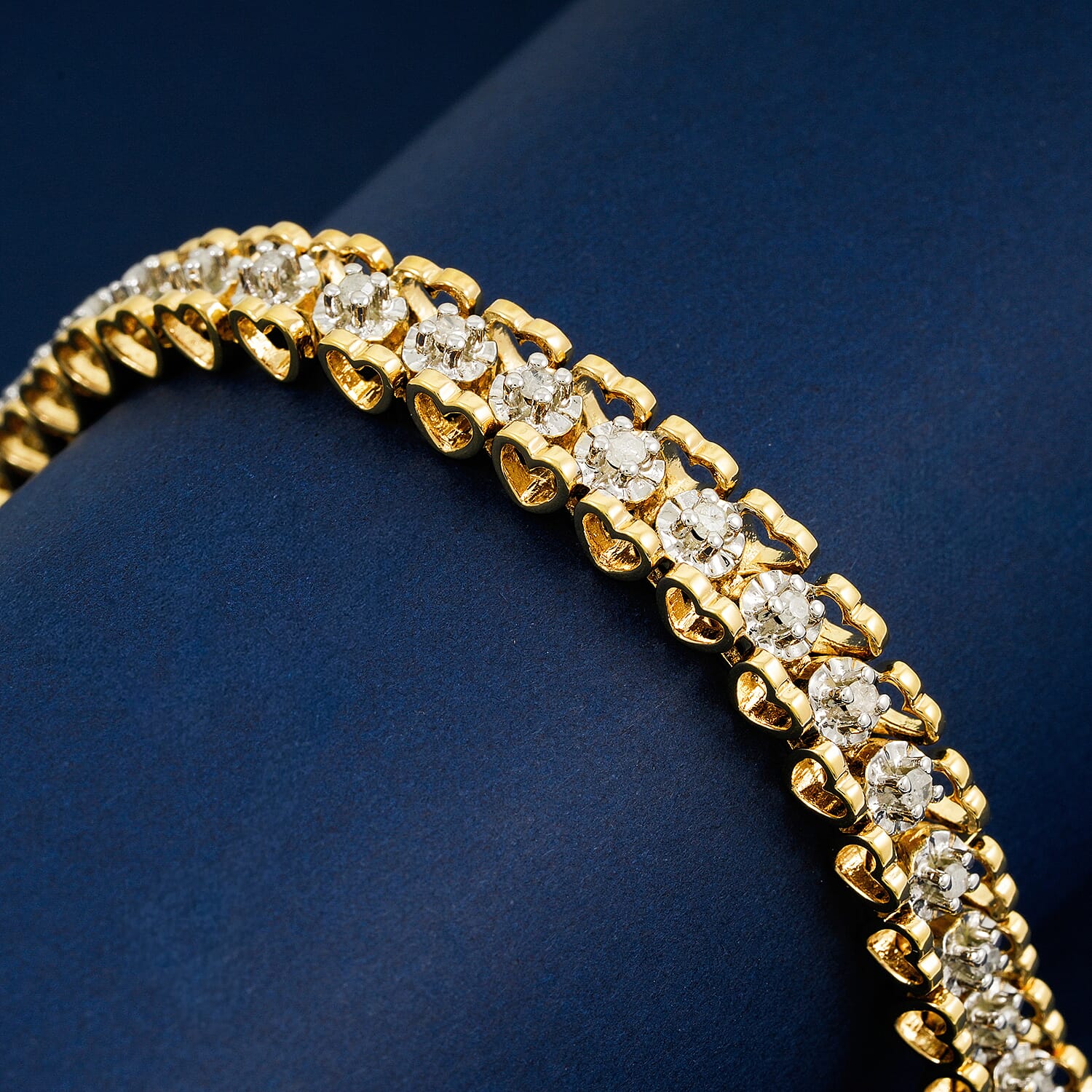 White Diamond 1.00 ctw Bracelet in 14K YG Over and Sterling Silver (7.25 In)