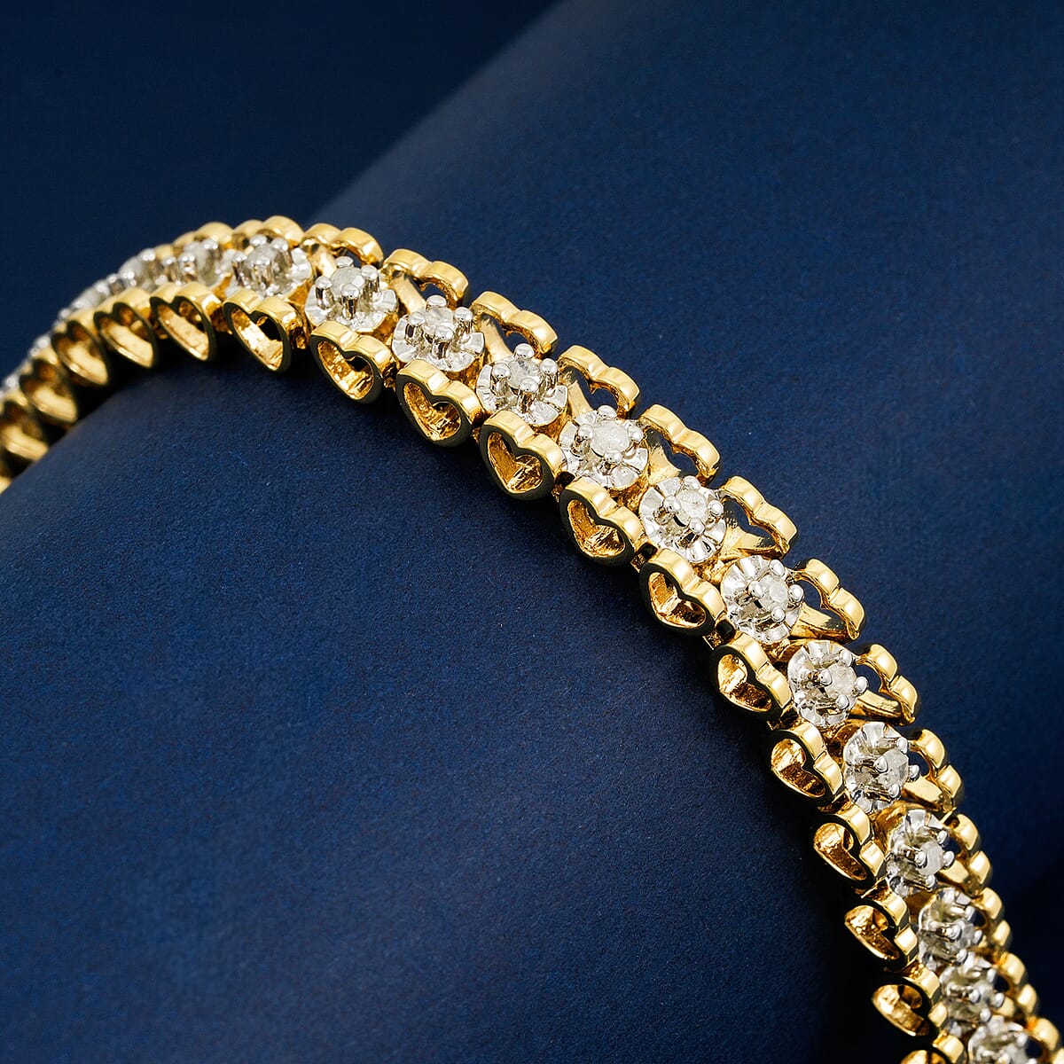 White Diamond 1.00 ctw Bracelet in 14K YG Over and Sterling Silver (7.25 In) image number 1