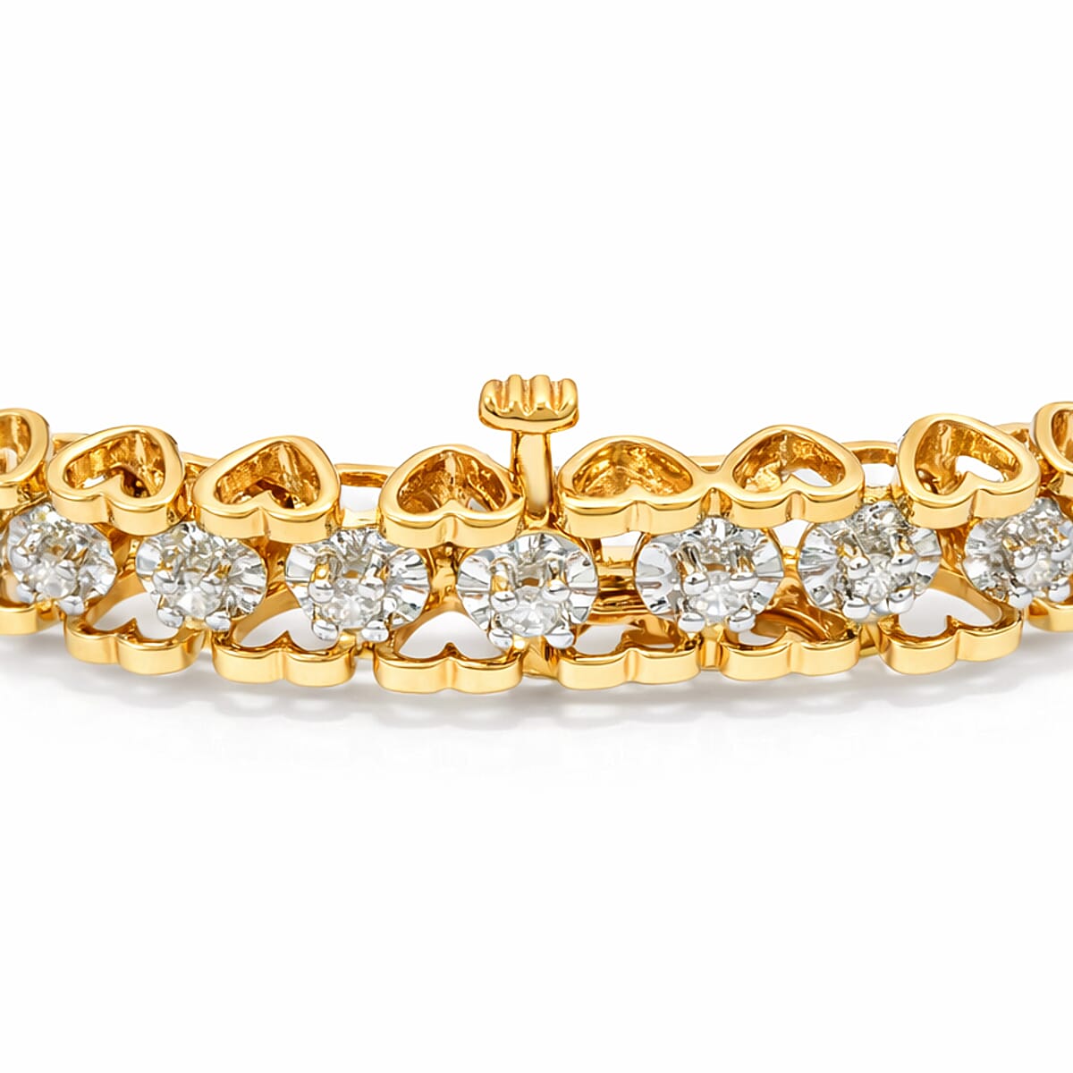 White Diamond 1.00 ctw Bracelet in 14K YG Over and Sterling Silver (7.25 In) image number 3