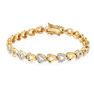 White Diamond Bracelet in 14K YG OVer and Sterling Silver (7.25 In)