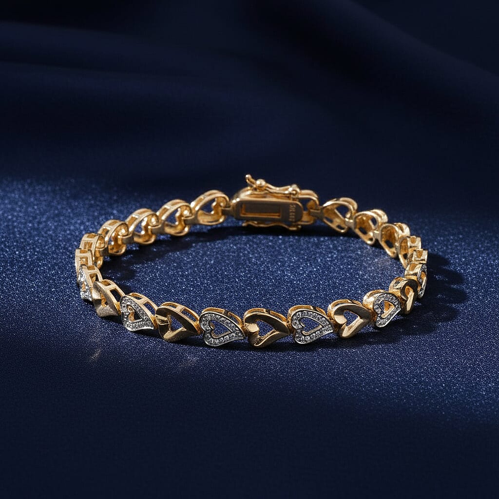 White Diamond Bracelet in 14K YG OVer and Sterling Silver (7.25 In)