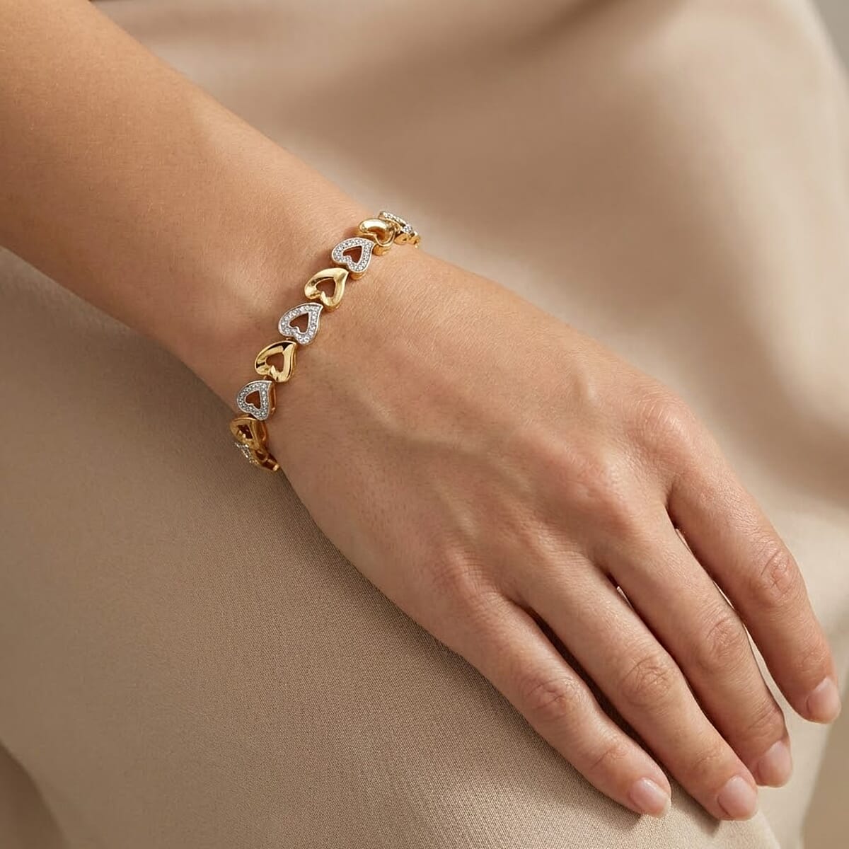 White Diamond Bracelet in 14K YG OVer and Sterling Silver (7.25 In) image number 2