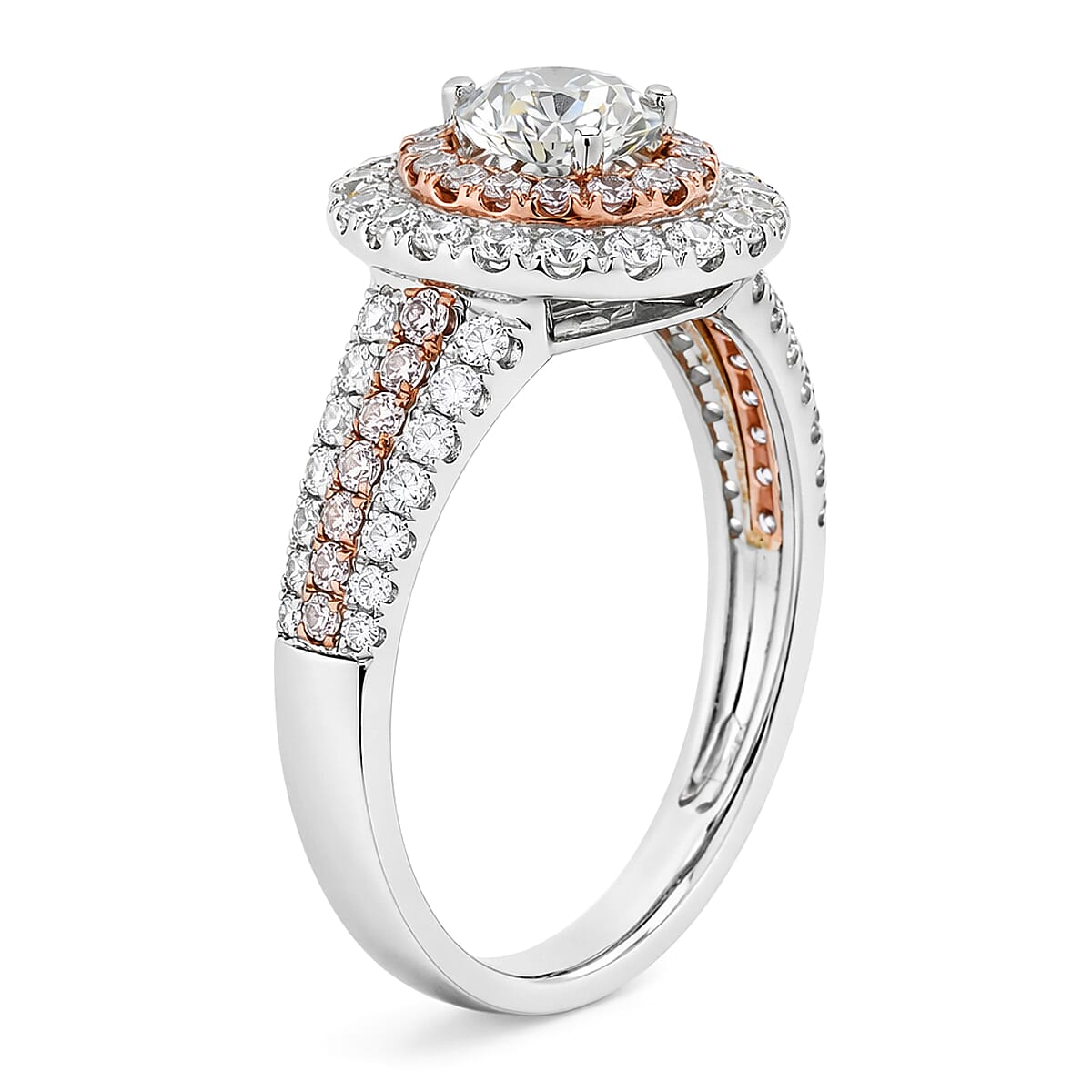 Modani Natural Pink and White Diamond 1.49 ctw Ring in 950 Platinum and 14K Rose Gold (Size 10.0) 5.10 Grams image number 3