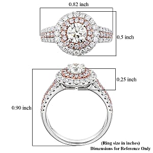 Modani Natural Pink and White Diamond 1.49 ctw Ring in 950 Platinum and 14K Rose Gold (Size 10.0) 5.10 Grams