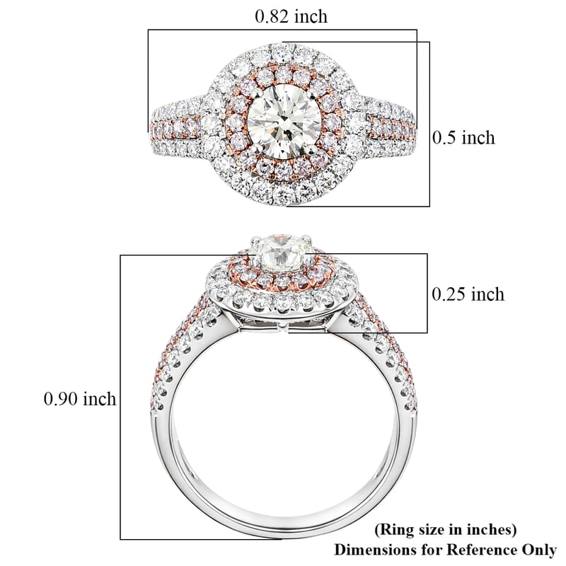 Modani Natural Pink and White Diamond 1.49 ctw Ring in 950 Platinum and 14K Rose Gold (Size 10.0) 5.10 Grams