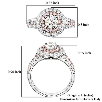 Modani Natural Pink and White Diamond 1.49 ctw Ring in 950 Platinum and 14K Rose Gold (Size 11.0) 5.10 Grams
