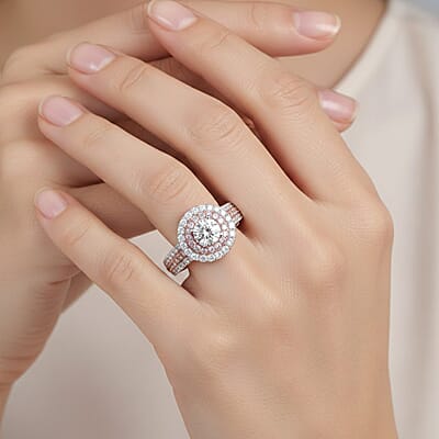 Modani Natural Pink and White Diamond 1.49 ctw Ring in 950 Platinum and 14K Rose Gold (Size 5.0) 5.10 Grams