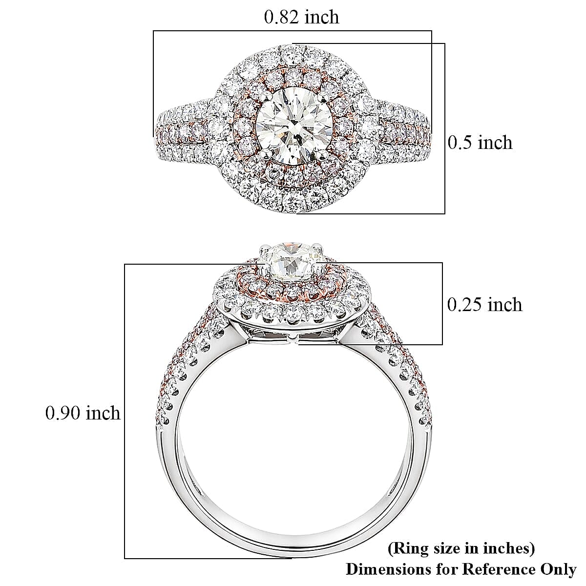 Modani Natural Pink and White Diamond 1.49 ctw Ring in 950 Platinum and 14K Rose Gold (Size 7.5) 5.10 Grams image number 5