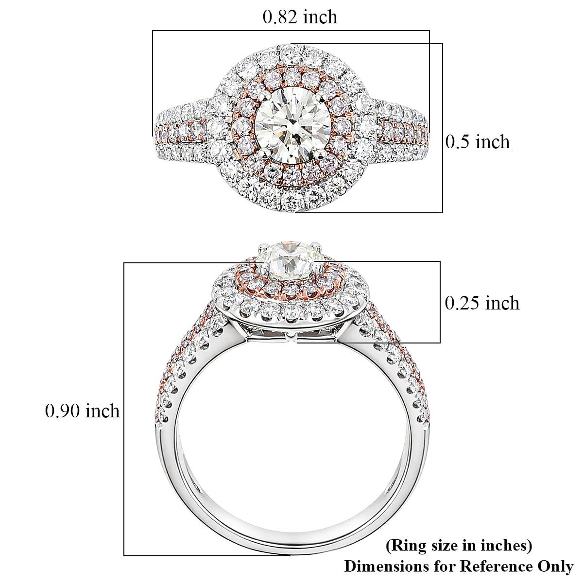 Modani 950 Platinum and 14K Rose Gold Natural Pink and White Diamond Ring (Size 8.0) (5.10 g) 1.49 ctw image number 5