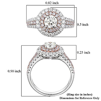 Modani Natural Pink and White Diamond 1.49 ctw Ring in 950 Platinum and 14K Rose Gold (Size 8.5) 5.10 Grams