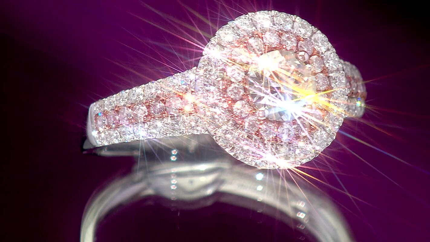 Modani 950 Platinum and 14K Rose Gold Natural Pink and White Diamond Ring (Size 10.0) (5.10 g) 1.49 ctw