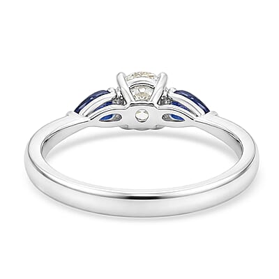 Modani Diamond and Blue Sapphire 1.03 ctw Ring in 950 Platinum (Size 11.0)