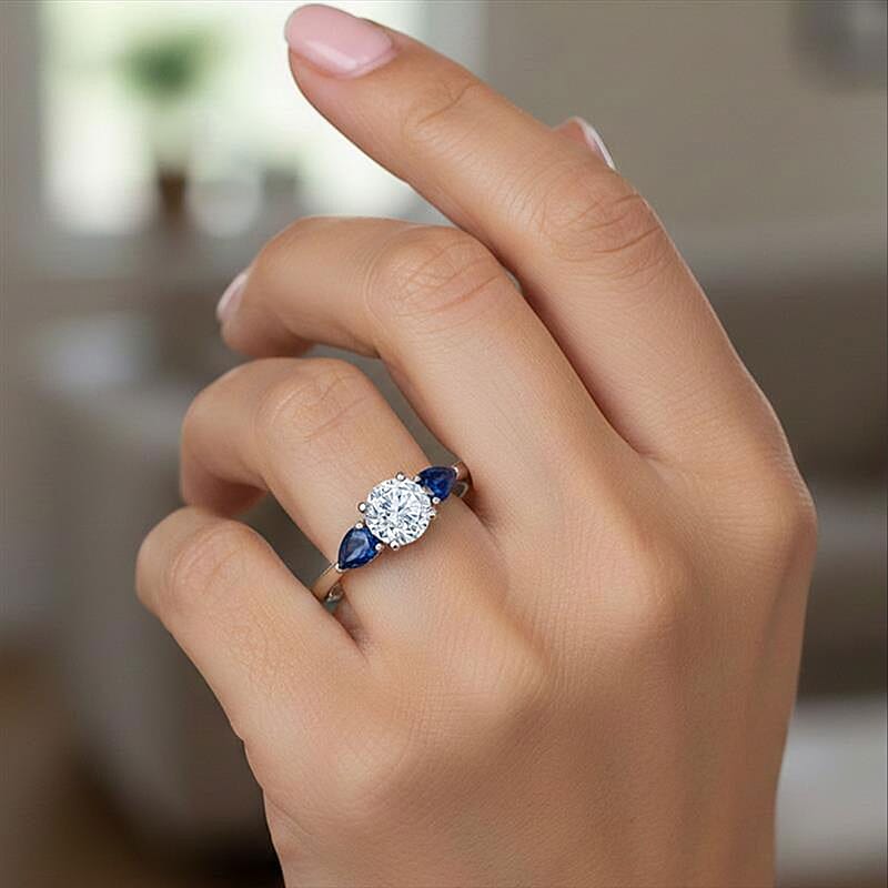 Modani Diamond and Blue Sapphire 1.03 ctw Ring in 950 Platinum (Size 12.0)