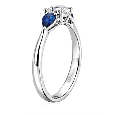 Modani Diamond and Blue Sapphire 1.03 ctw Ring in 950 Platinum (Size 12.0)