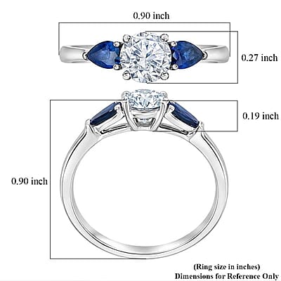 Modani Diamond and Blue Sapphire 1.03 ctw Ring in 950 Platinum (Size 12.0)