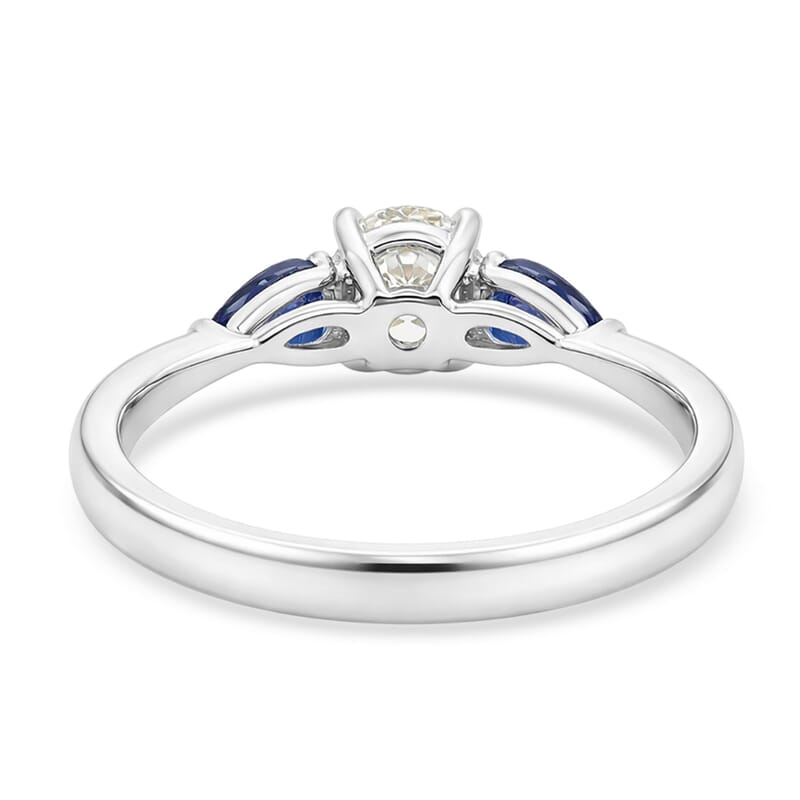 Modani Diamond E-F VVS and Blue Sapphire 1.03 ctw Ring in 950 Platinum (Size 5.0)