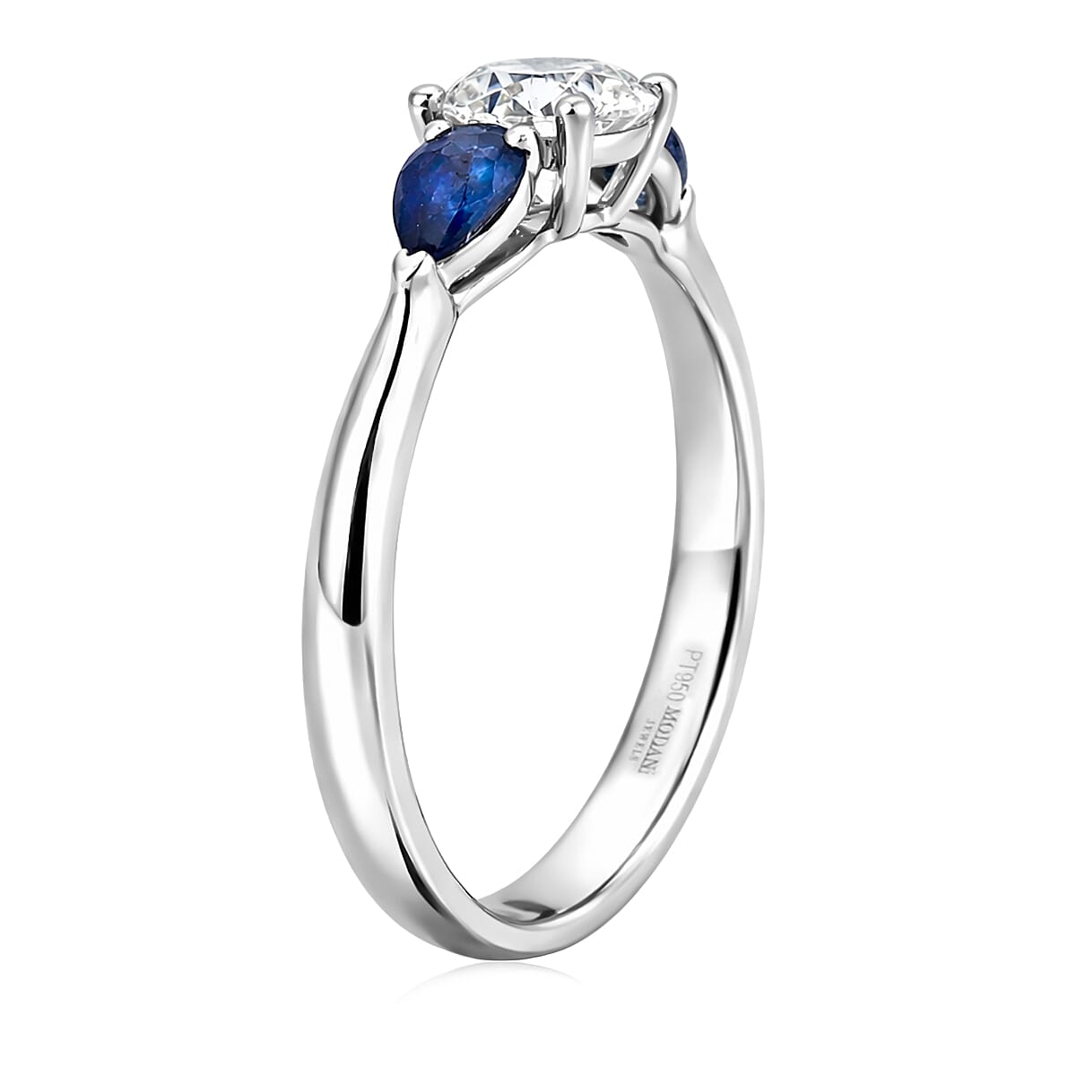Modani Diamond and Blue Sapphire 1.03 ctw Ring in 950 Platinum (Size 6.0) image number 3