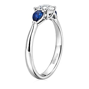 Modani Diamond and Blue Sapphire 1.03 ctw Ring in 950 Platinum (Size 7.0)
