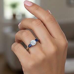 Modani Diamond and Blue Sapphire 1.03 ctw Ring in 950 Platinum (Size 8.0)