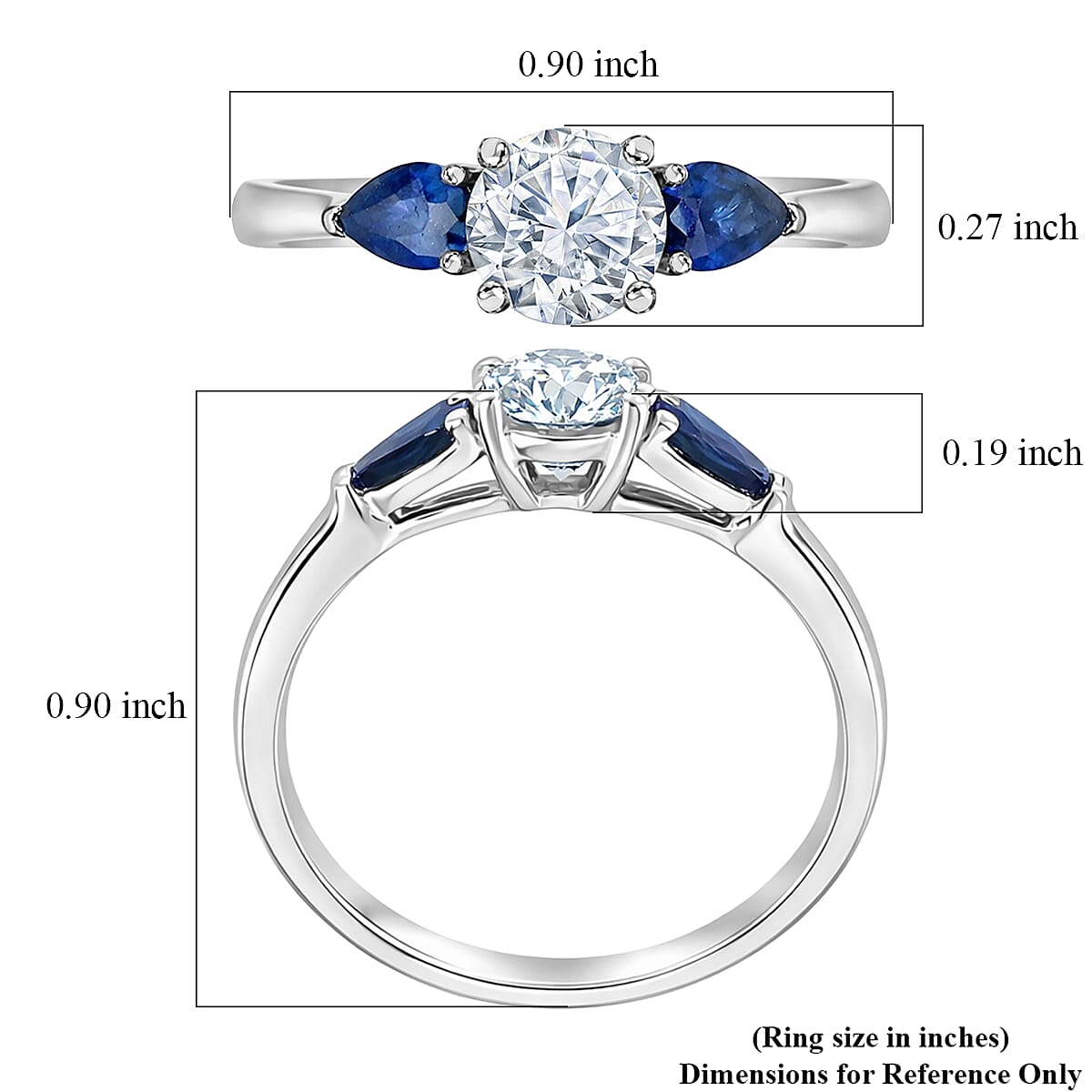 Modani Diamond and Blue Sapphire 1.03 ctw Ring in 950 Platinum (Size 8.0) image number 5