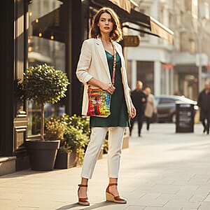 Closeout Chunma Multi Color Graffiti Bee Faux Leather Clutch Crossbody Bag