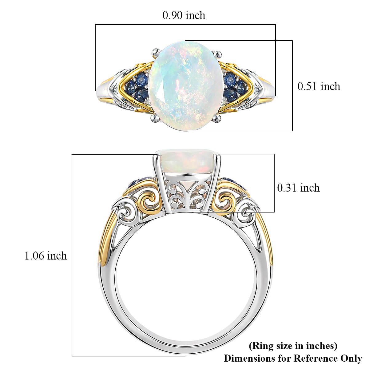 D'Joy Premium Ethiopian Welo Opal and Tsavorite Garnet 2.30 ctw Aurora Leaf Crest Ring in 18K Vermeil YG and Rhodium Over Sterling Silver (Size 10.0) image number 5