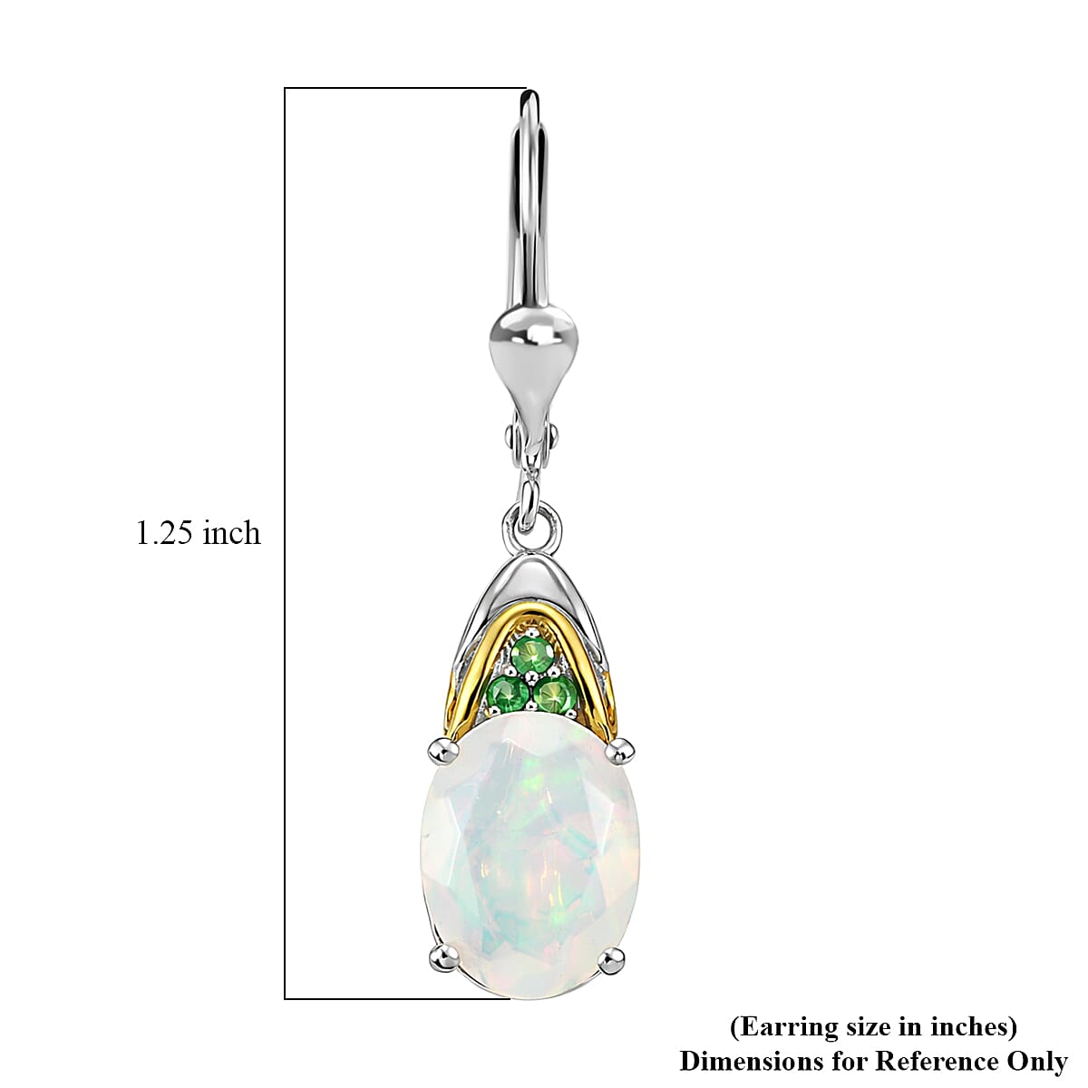 D'Joy Premium Ethiopian Welo Opal and Tsavorite Garnet 3.30 ctw Earrings in 18K Vermeil YG and Rhodium Over Sterling Silver image number 5