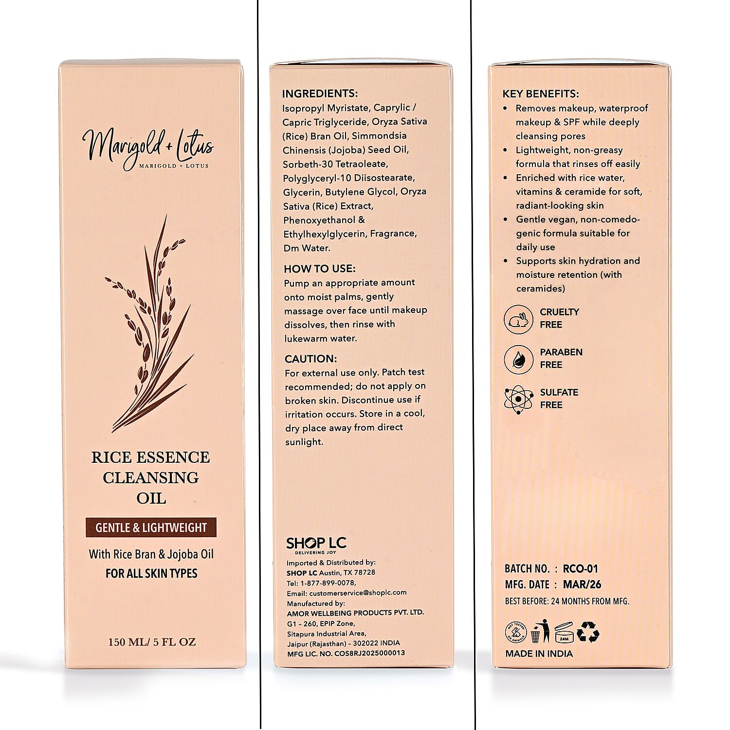 Marrigold & Lotus Rice Water Essence Cleansing Oil 5oz
