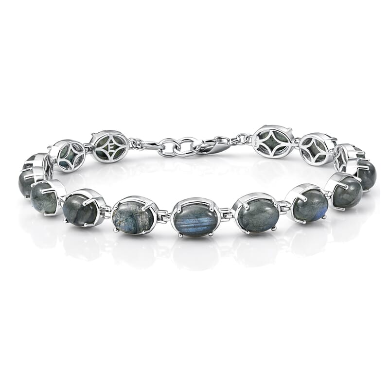 EverTrue Malagasy Labradorite 20.50 ctw Aurora Blossom Bracelet in Platinum Bond (8.00 In)