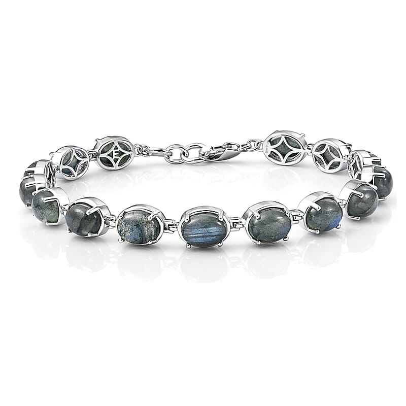 EverTrue Malagasy Labradorite 20.50 ctw Aurora Blossom Bracelet in Platinum Bond (8.00 In)