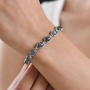 EverTrue Malagasy Labradorite 20.50 ctw Bracelet in Platinum Bond (8.00 In)