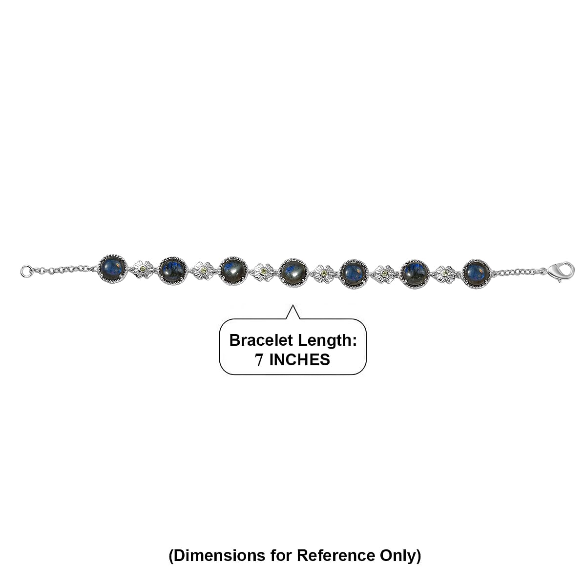 EverTrue Malagasy Labradorite and Hebei Peridot 15.70 ctw Mystic Bloom Bracelet in Platinum Bond (7.25 In) (Del. in 7-10 Days) image number 4