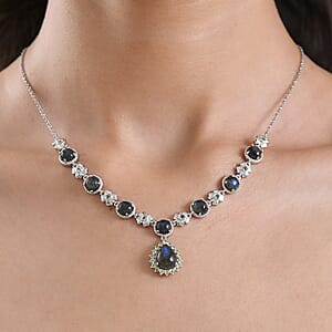 EverTrue Malagasy Labradorite and Hebei Peridot 11.50 ctw Mystic Bloom Necklace in Platinum Bond 18 Inches (Del. in 7-10 Days)