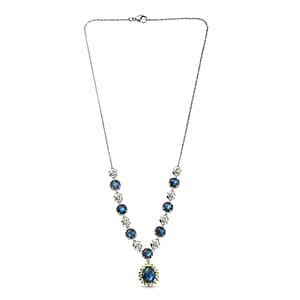 EverTrue Malagasy Labradorite and Hebei Peridot 11.50 ctw Mystic Bloom Necklace in Platinum Bond 18 Inches (Del. in 7-10 Days)