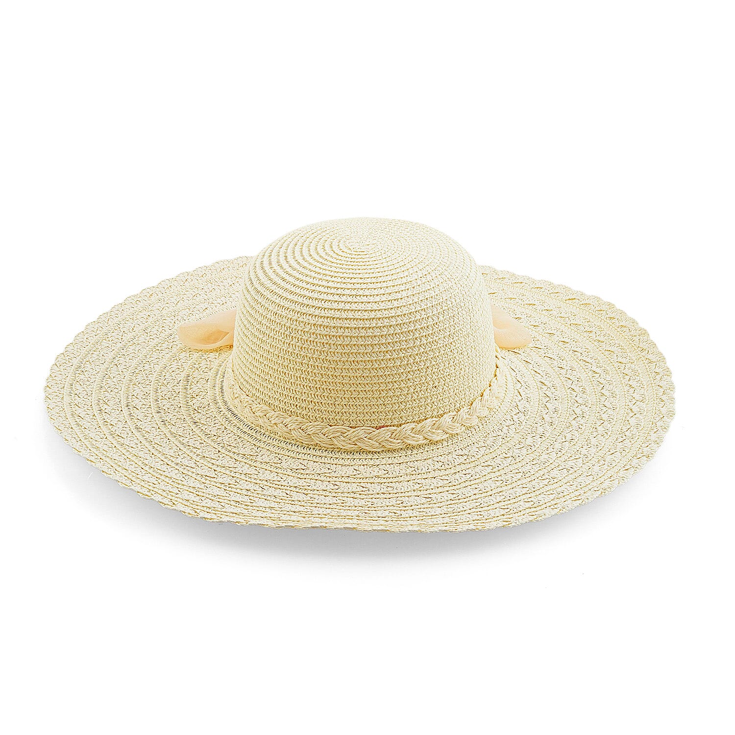 Passage Straw Sun Hat with Floral Bow - White