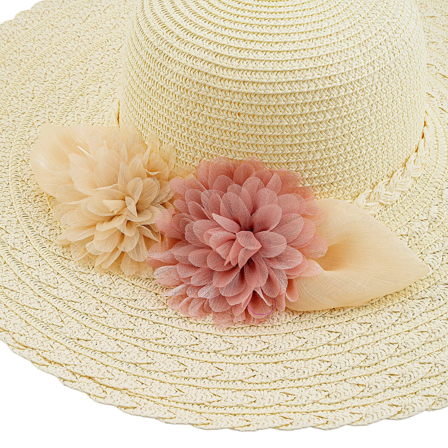 Passage Straw Sun Hat with Floral Bow - White