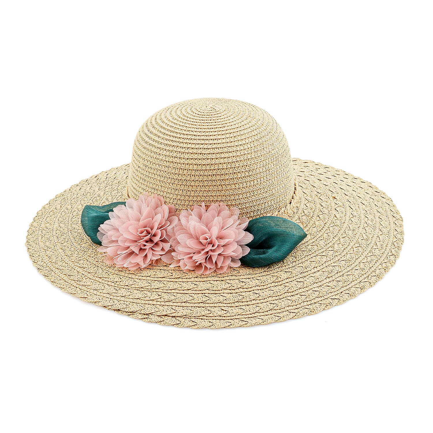 Passage Straw Sun Hat with Floral Bow - Yellow