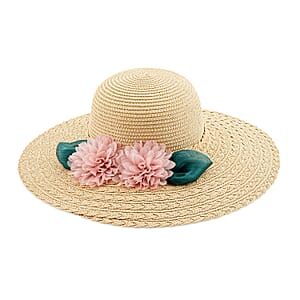 Passage Straw Sun Hat with Floral Bow - Yellow