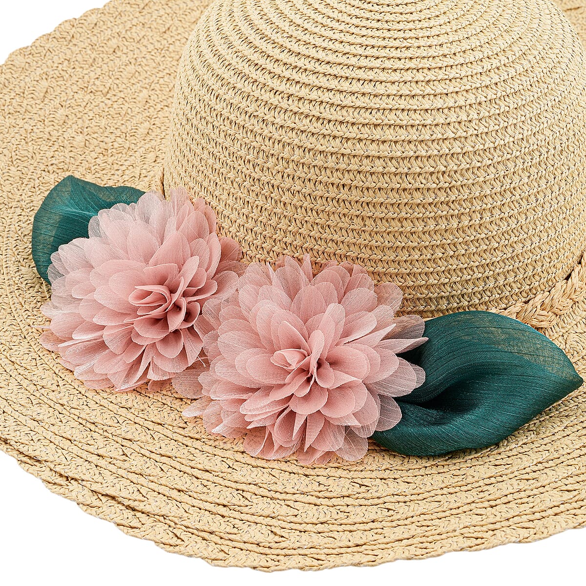 Passage Straw Sun Hat with Floral Bow - Yellow image number 3